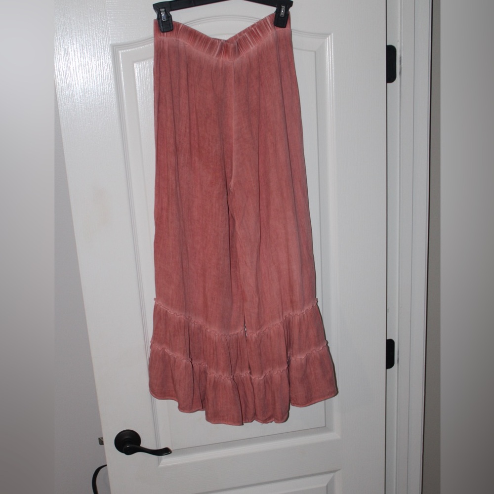 Umgee Coral Ruffled Tiered Pants - Picture 3 of 6